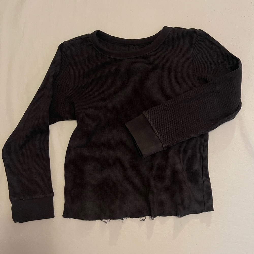 SKIMS Black 3/4 Sleeve Tee Relaxed Fit